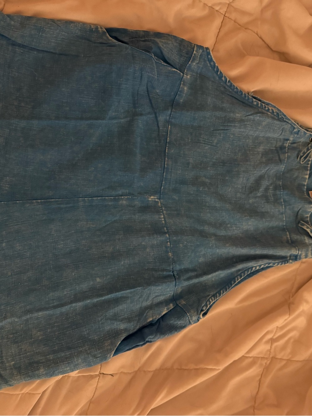 zenana linen blend romper blue